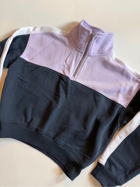 Old Navy Girls Quarter-Zip Colorblock Pullover - Lavender & Navy